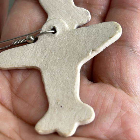 🖤Handmade porcelain Airplane ✈️ dangle earrings - Picture 5 of 8